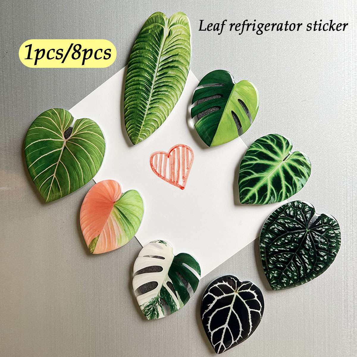 Home Improvement Ideas - 1pcs/8pcs Plant Leaves Refrigerator Magnets Popular